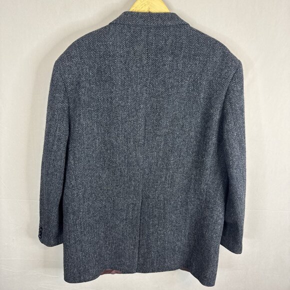 Vintage Harris Tweed Herringbone Sport Coat Blazer Men’s 44S Short Gray Blue - Picture 4 of 8